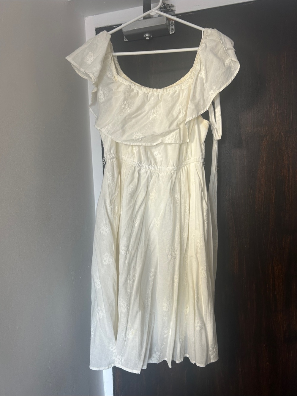 torrid Ivory Off-Shoulder Ruffle Midi Dress